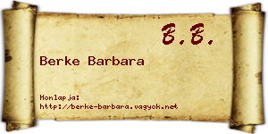 Berke Barbara névjegykártya